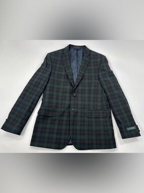 Lauren Ralph Lauren Sports Jacket Blazer Youth Boys 20 Blue Green Tartan Plaid